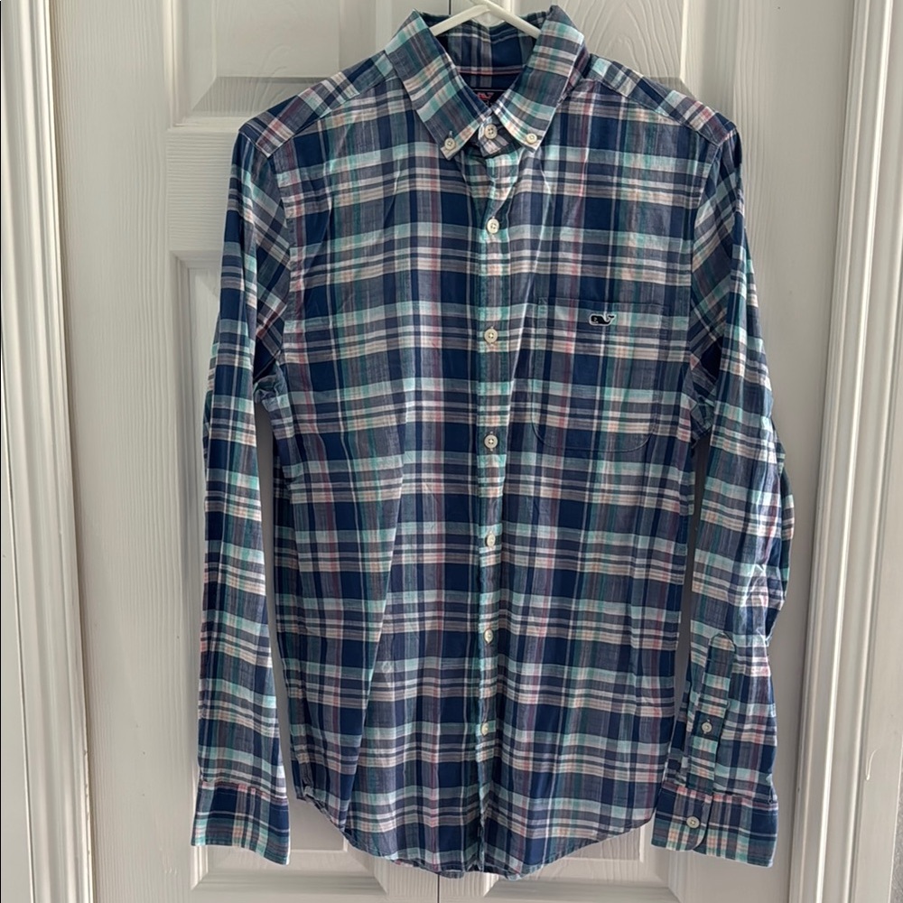 Vineyard Vines Blue and Green Casual Button Down Shirt